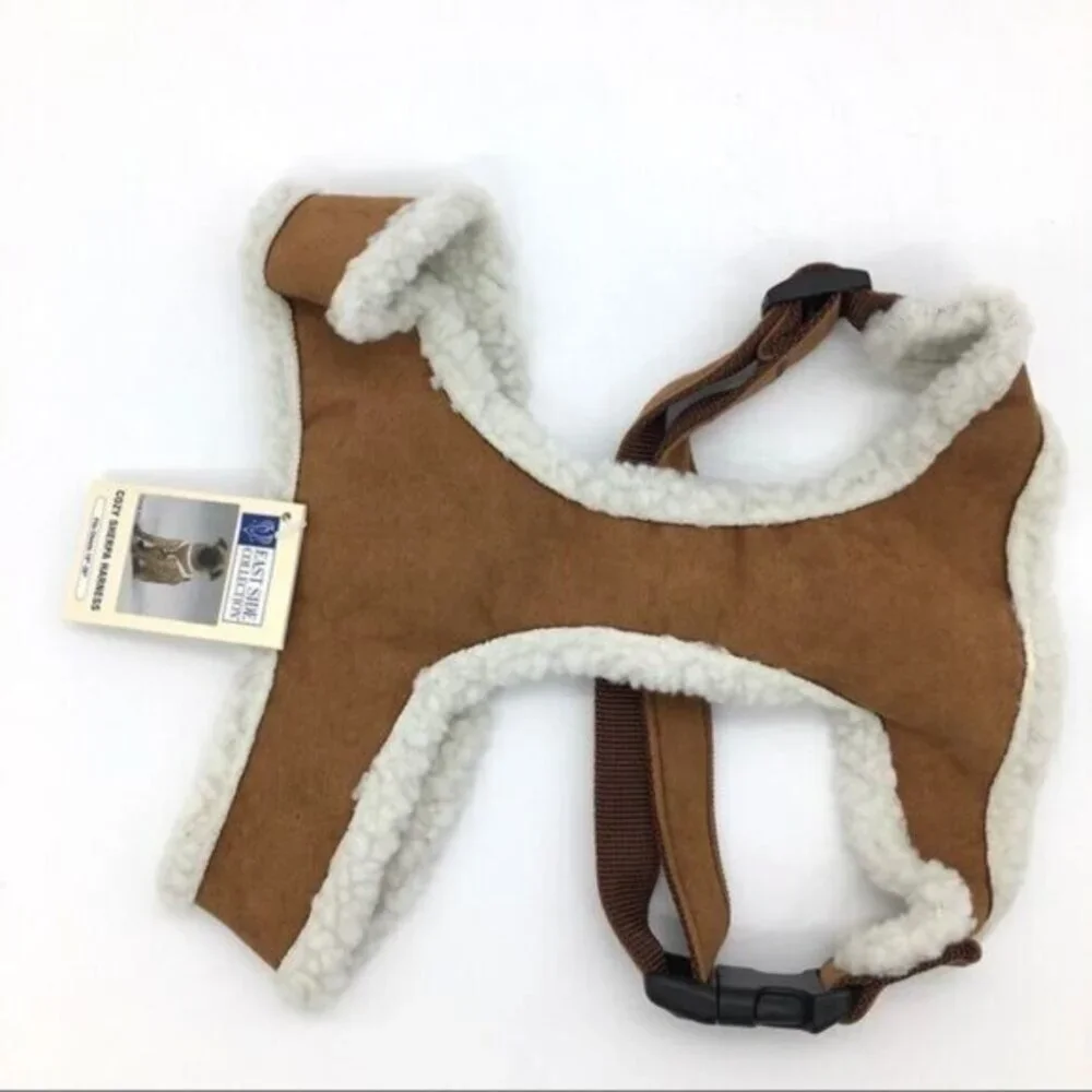 East Side Collection Cozy Sherpa Dog Pet Harness Faux Suede Size Large NEW
